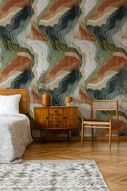 Textured Abstract Wallpaper Mural | Earth Tone Boho Peel & Stick