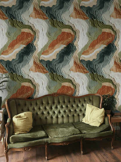 Textured Abstract Wallpaper Mural | Earth Tone Boho Peel & Stick