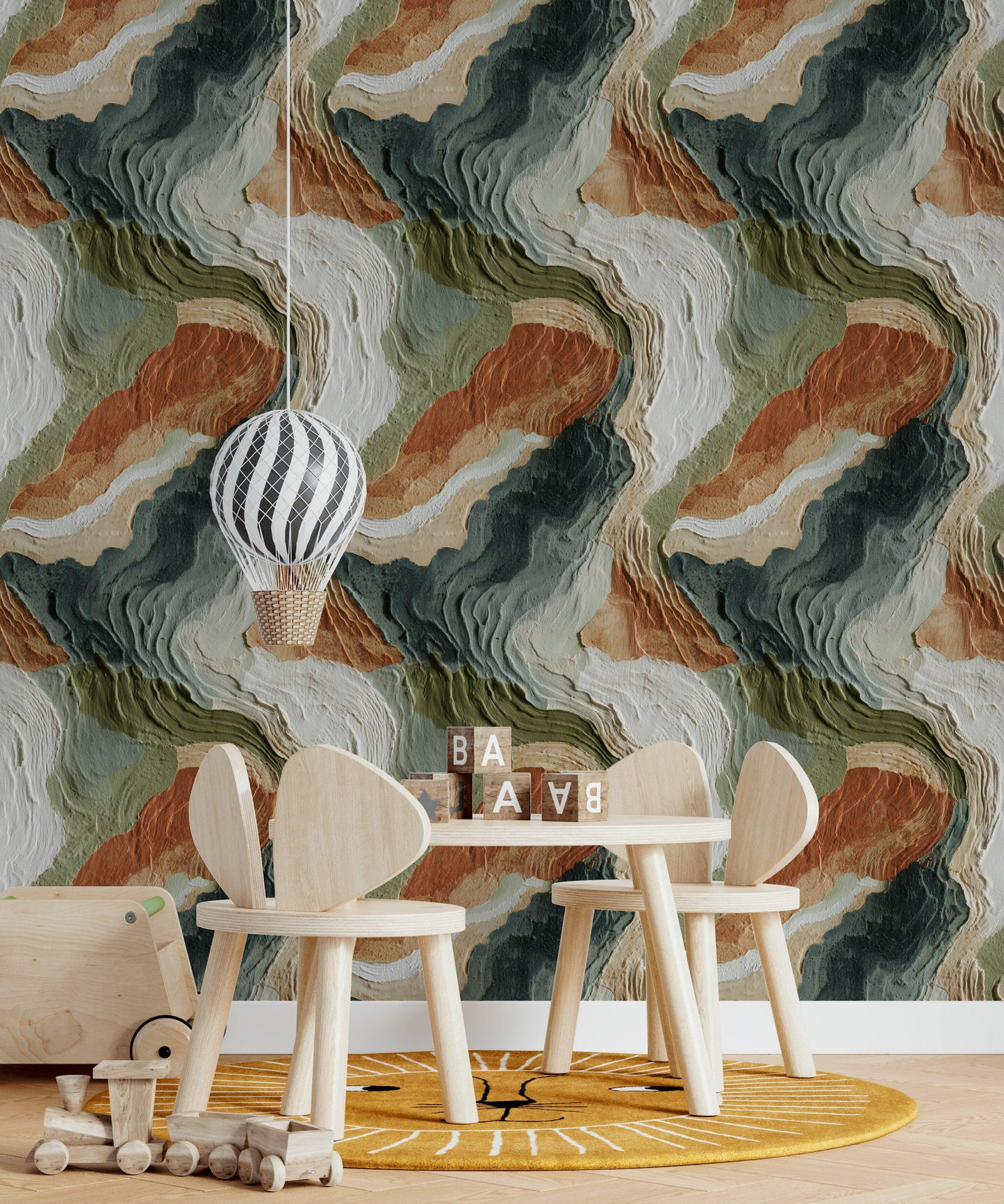 Textured Abstract Wallpaper Mural | Earth Tone Boho Peel & Stick