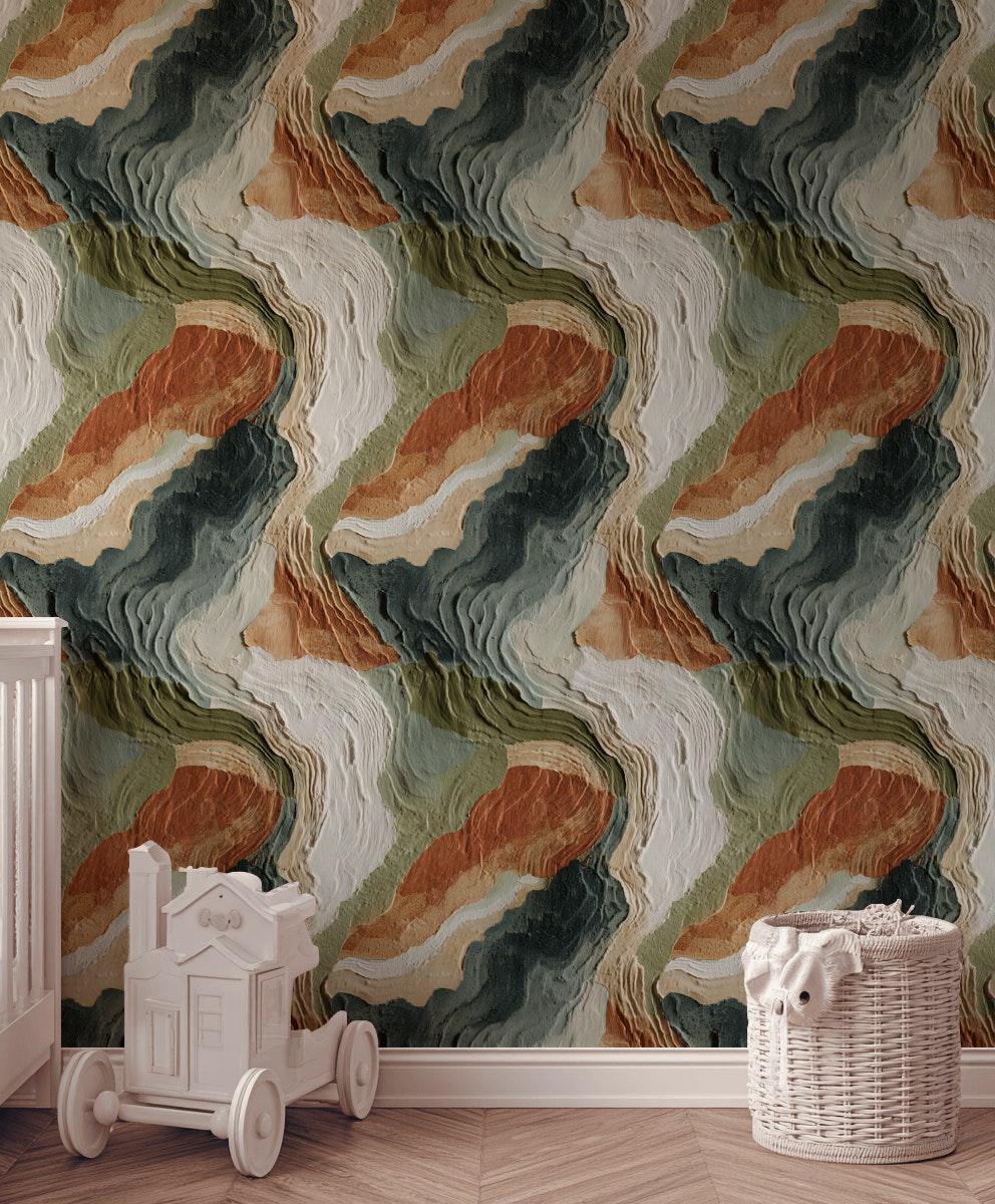 Textured Abstract Wallpaper Mural | Earth Tone Boho Peel & Stick
