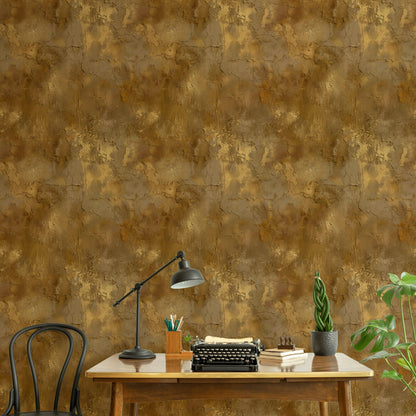 Faux Gold Leaf Wallpaper | Distressed Plaster Texture, Peel & Stick