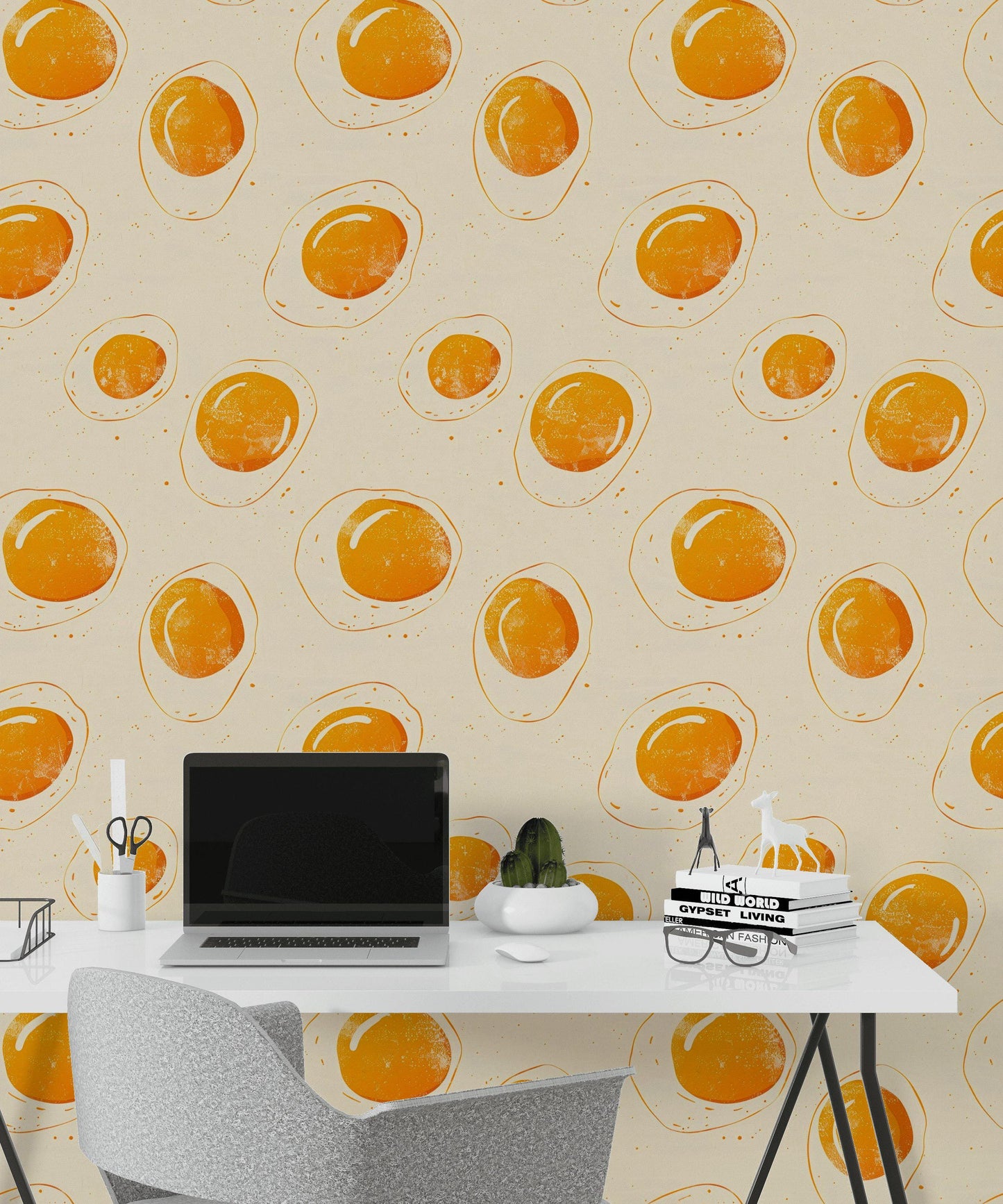 Funky Dots Wallpaper | Retro Orange Peel and Stick Mural