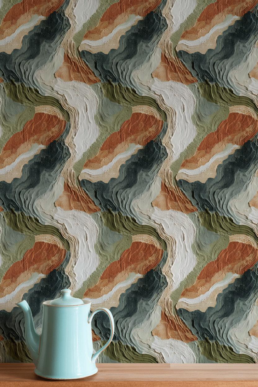 Textured Abstract Wallpaper Mural | Earth Tone Boho Peel & Stick