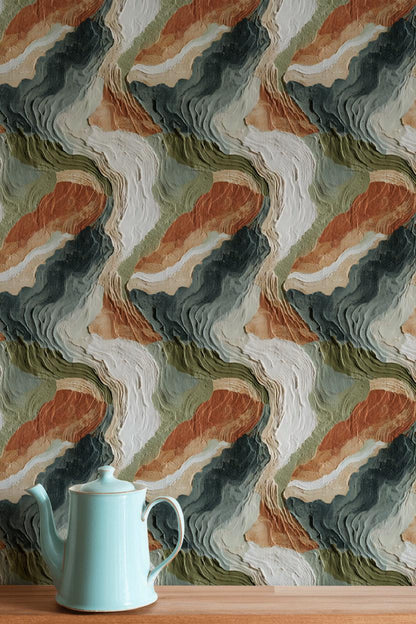 Textured Abstract Wallpaper Mural | Earth Tone Boho Peel & Stick