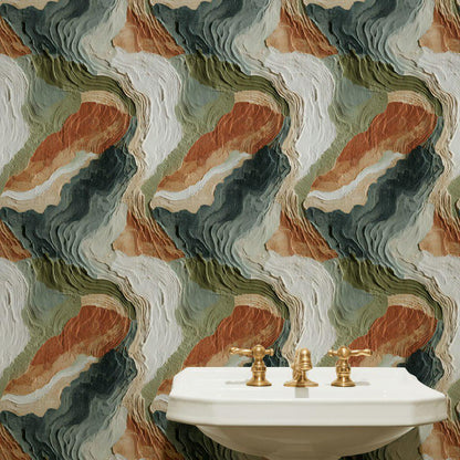 Textured Abstract Wallpaper Mural | Earth Tone Boho Peel & Stick
