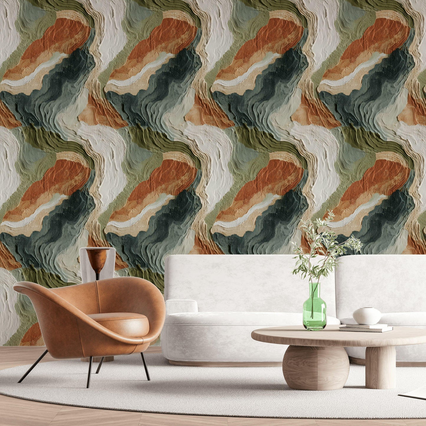 Textured Abstract Wallpaper Mural | Earth Tone Boho Peel & Stick