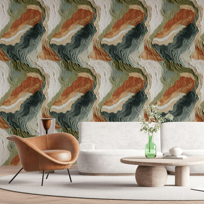 Textured Abstract Wallpaper Mural | Earth Tone Boho Peel & Stick