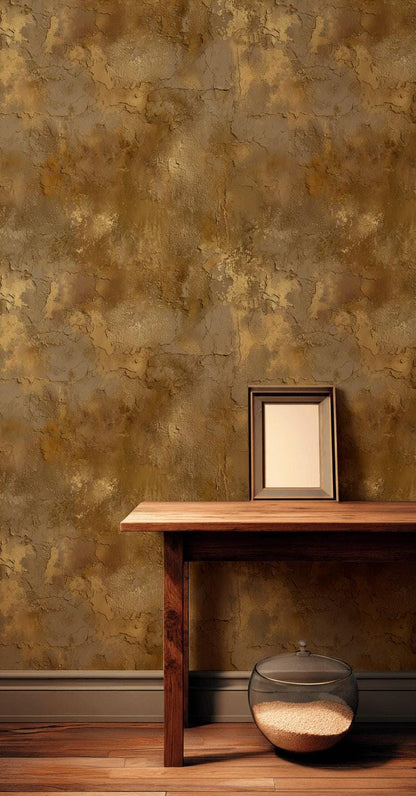 Faux Gold Leaf Wallpaper | Distressed Plaster Texture, Peel & Stick