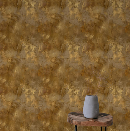 Faux Gold Leaf Wallpaper | Distressed Plaster Texture, Peel & Stick