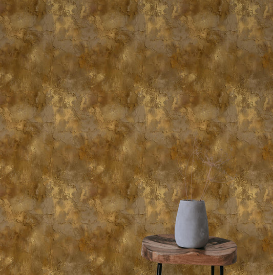 Faux Gold Leaf Wallpaper | Distressed Plaster Texture, Peel & Stick