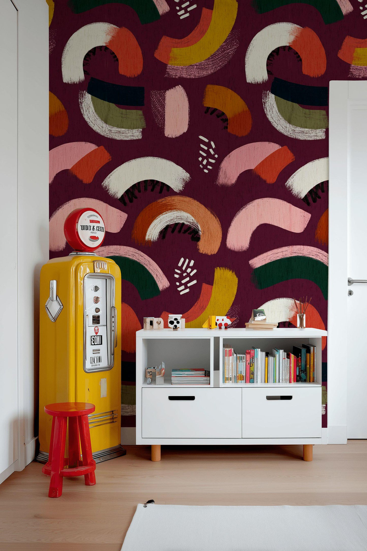 Vibrant Abstract Arches Wallpaper | Modern Boho Brushstroke Wall Mural | Peel & Stick or Traditional Art