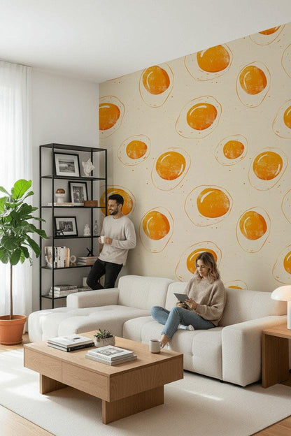 Funky Dots Wallpaper | Retro Orange Peel and Stick Mural
