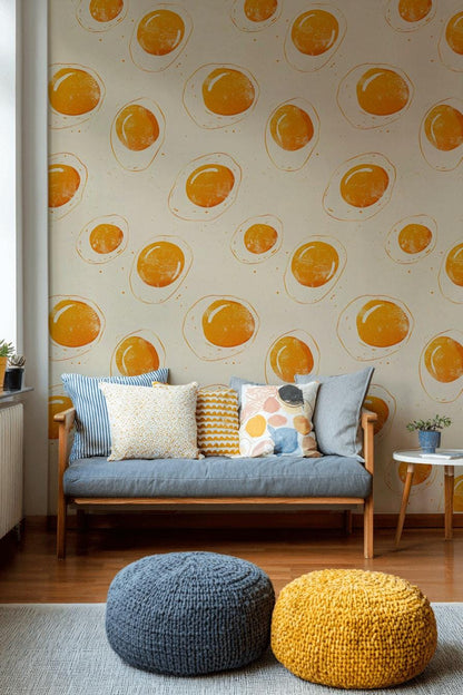 Funky Dots Wallpaper | Retro Orange Peel and Stick Mural