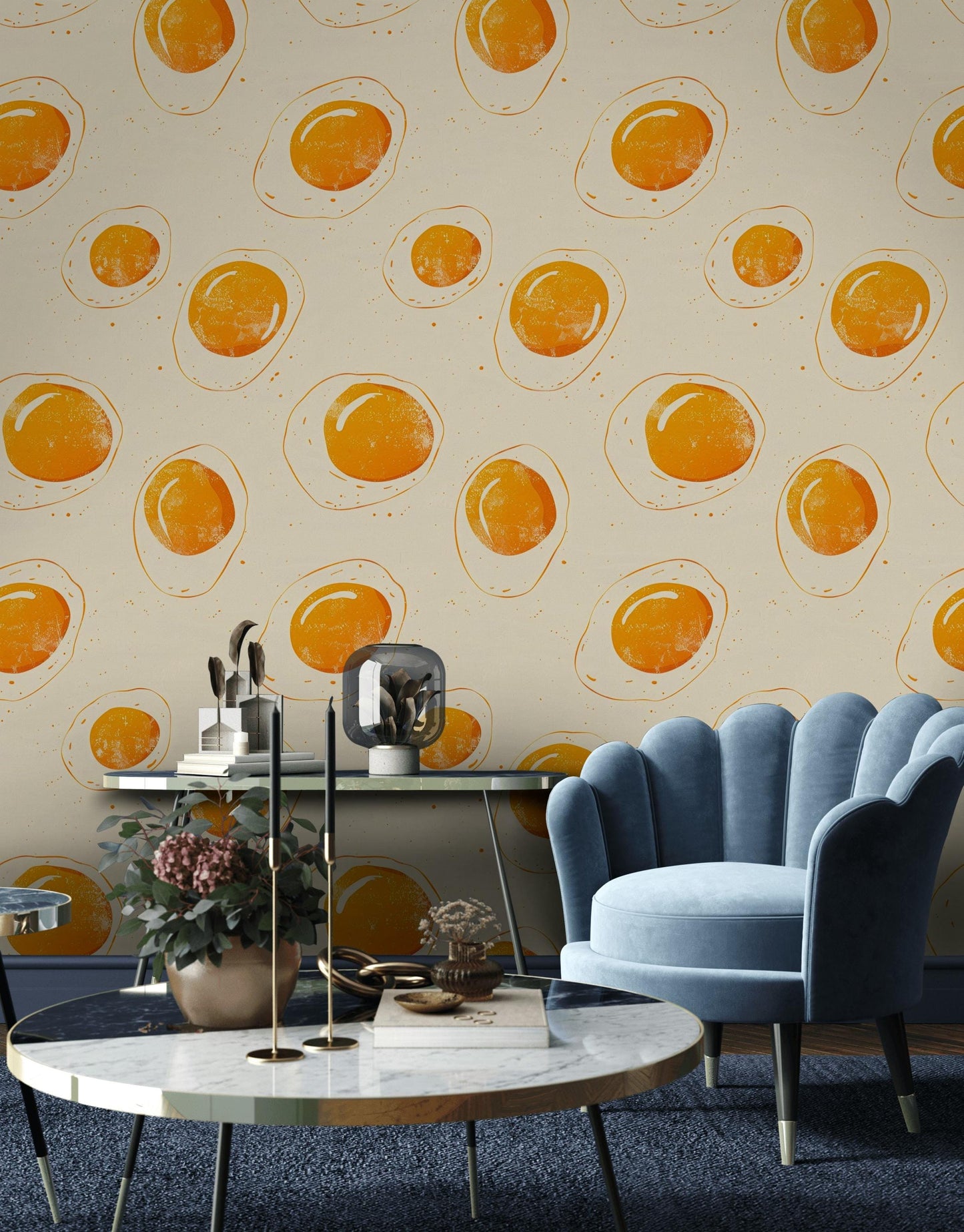 Funky Dots Wallpaper | Retro Orange Peel and Stick Mural