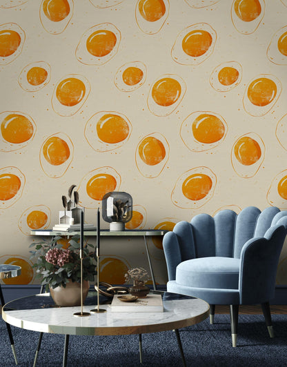 Funky Dots Wallpaper | Retro Orange Peel and Stick Mural