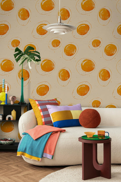 Funky Dots Wallpaper | Retro Orange Peel and Stick Mural