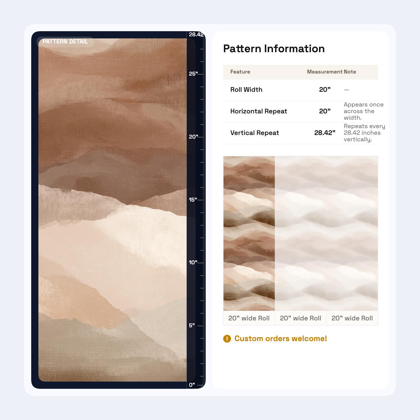 Boho Abstract Mountain Wallpaper | Earth Tone Peel & Stick Mural | Minimalist Brown Desert Landscape Art