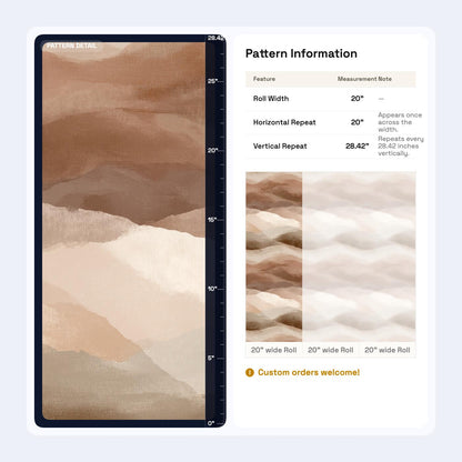 Boho Abstract Mountain Wallpaper | Earth Tone Peel & Stick Mural | Minimalist Brown Desert Landscape Art