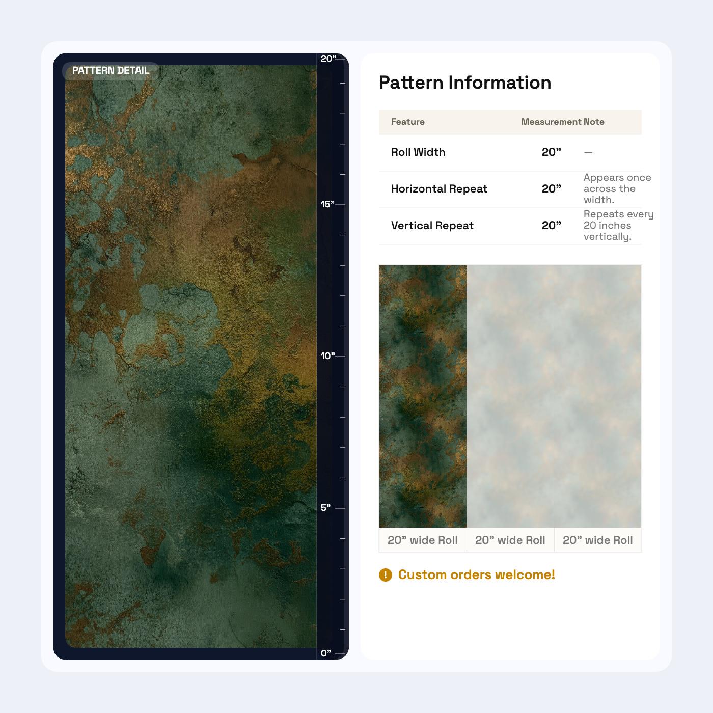 Abstract Patina Wallpaper | Teal & Gold Faux Texture Mural