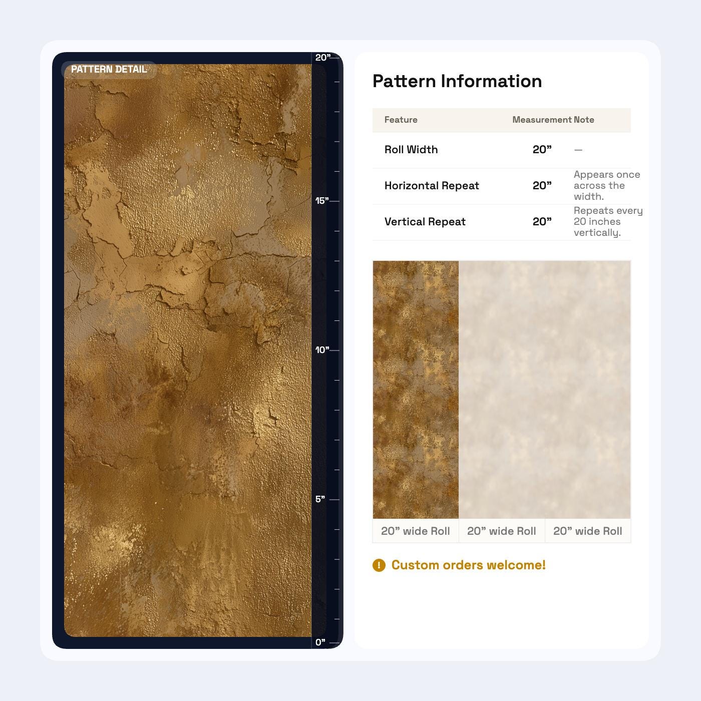 Faux Gold Leaf Wallpaper | Distressed Plaster Texture, Peel & Stick