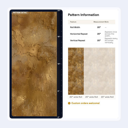 Faux Gold Leaf Wallpaper | Distressed Plaster Texture, Peel & Stick