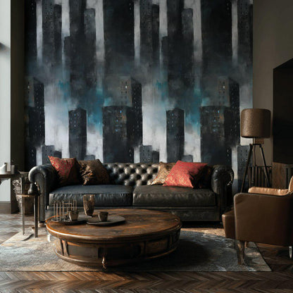 Dark Abstract City Wall Mural | Peel and Stick & Unpasted Wallpaper