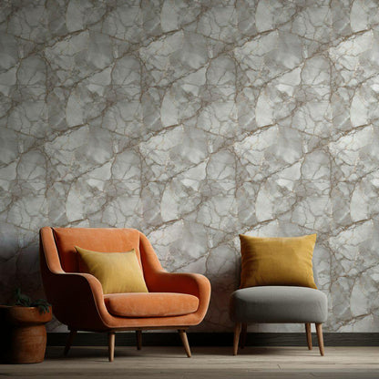 Luxury Grey Marble Wall Mural | Gold Vein Peel and Stick & Unpasted Wallpaper