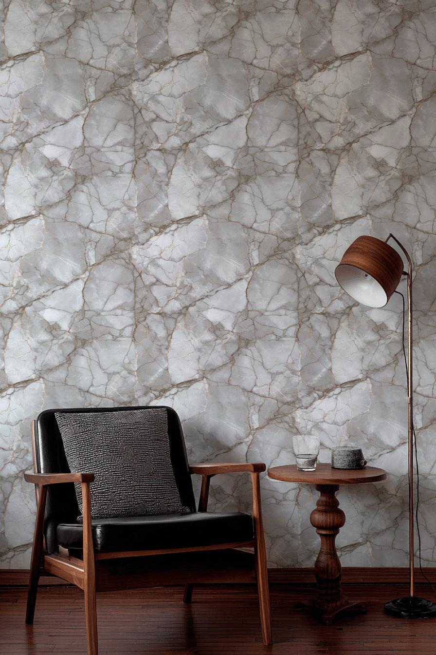 Luxury Grey Marble Wall Mural | Gold Vein Peel and Stick & Unpasted Wallpaper