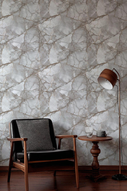Luxury Grey Marble Wall Mural | Gold Vein Peel and Stick & Unpasted Wallpaper
