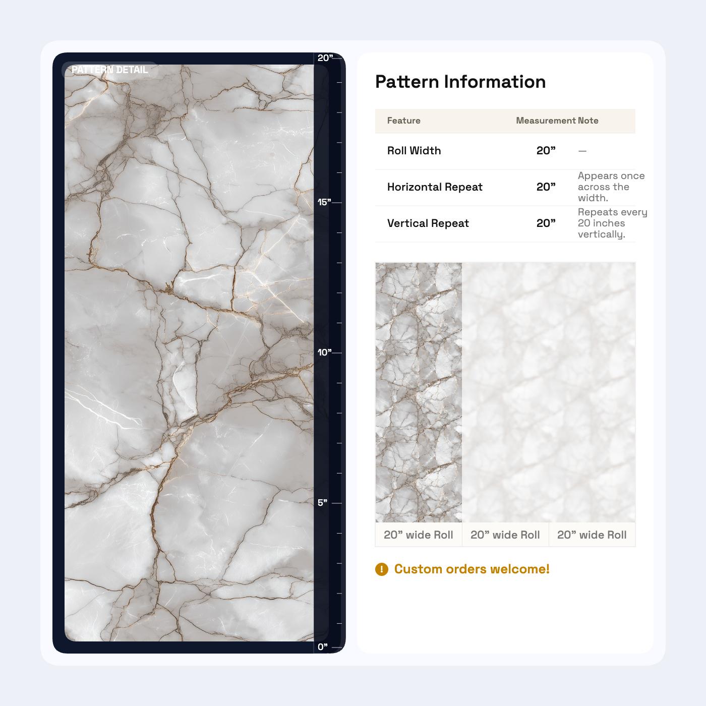 Luxury Grey Marble Wall Mural | Gold Vein Peel and Stick & Unpasted Wallpaper