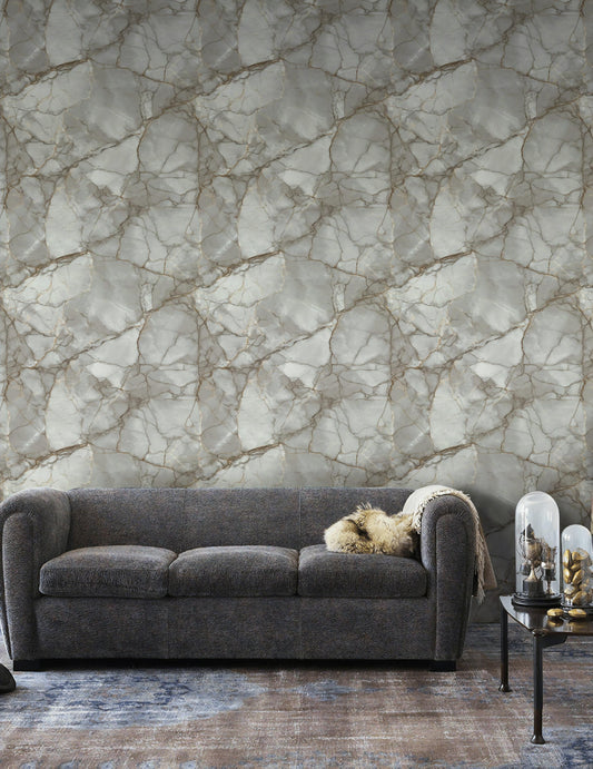 Luxury Grey Marble Wall Mural | Gold Vein Peel and Stick & Unpasted Wallpaper