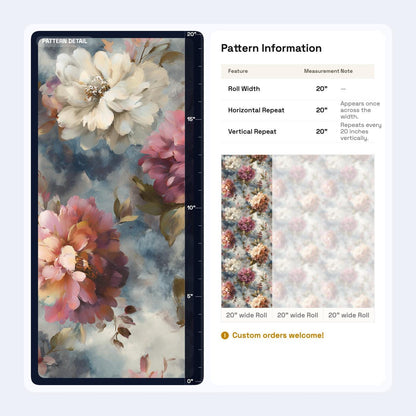 Romantic Watercolor Floral Wallpaper | Large Pink Peony Wall Mural | Dusty Rose Peel and Stick