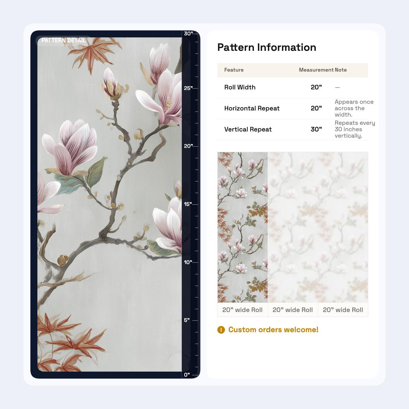 Vintage Magnolia Wallpaper | Soft Pink Floral Wall Mural | Peel & Stick or Traditional Chinoiserie Art