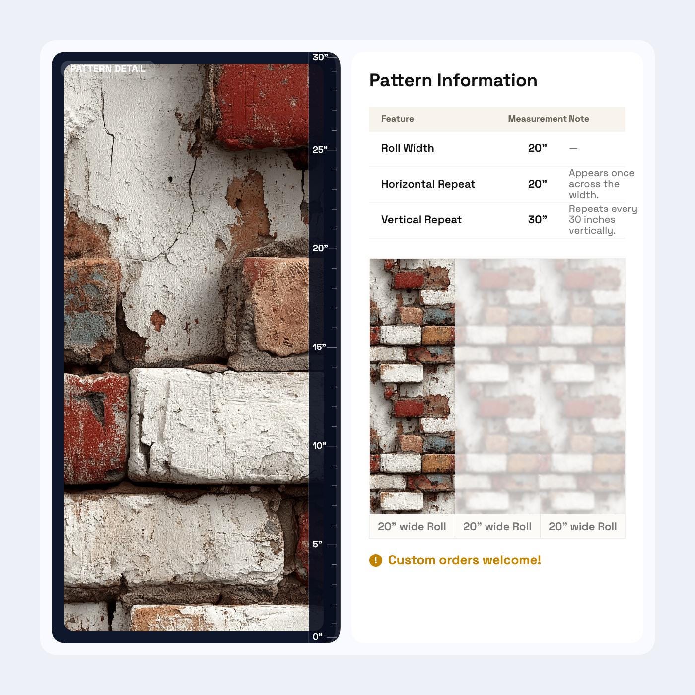 Distressed Brick Wallpaper | Peel & Stick Rustic Faux Texture Mural | Industrial Farmhouse Wall Decor