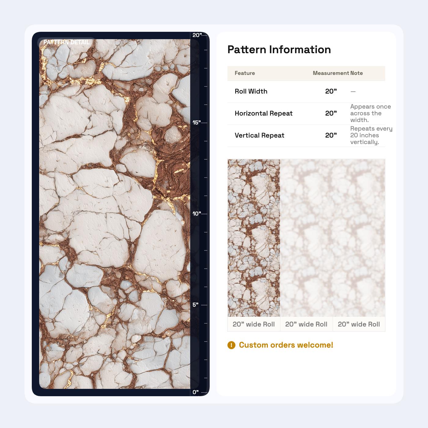 Kintsugi Marble Wallpaper White Brown Faux Stone Mural Gold Accent Peel Stick Decor