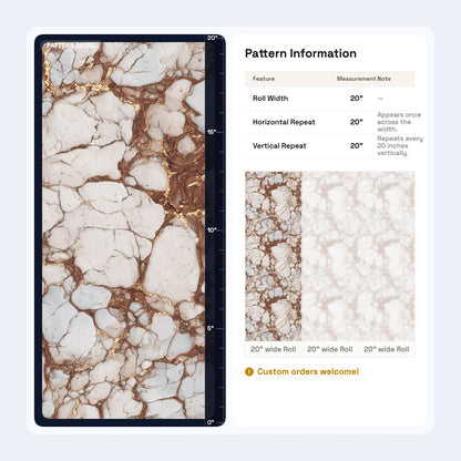 Kintsugi Marble Wallpaper White Brown Faux Stone Mural Gold Accent Peel Stick Decor