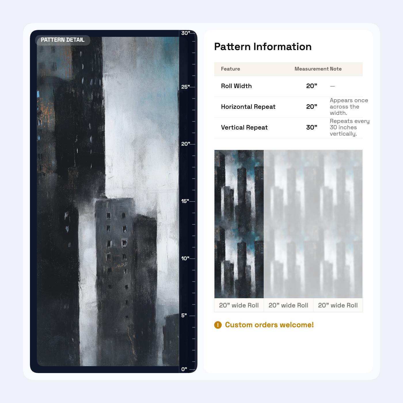Dark Abstract City Wall Mural | Peel and Stick & Unpasted Wallpaper