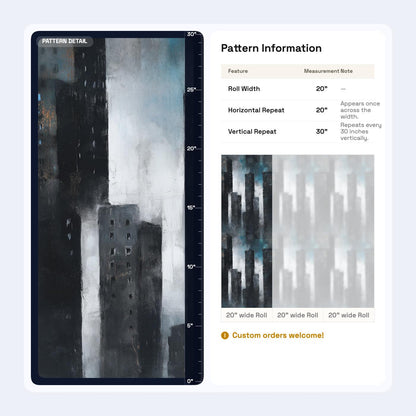 Dark Abstract City Wall Mural | Peel and Stick & Unpasted Wallpaper