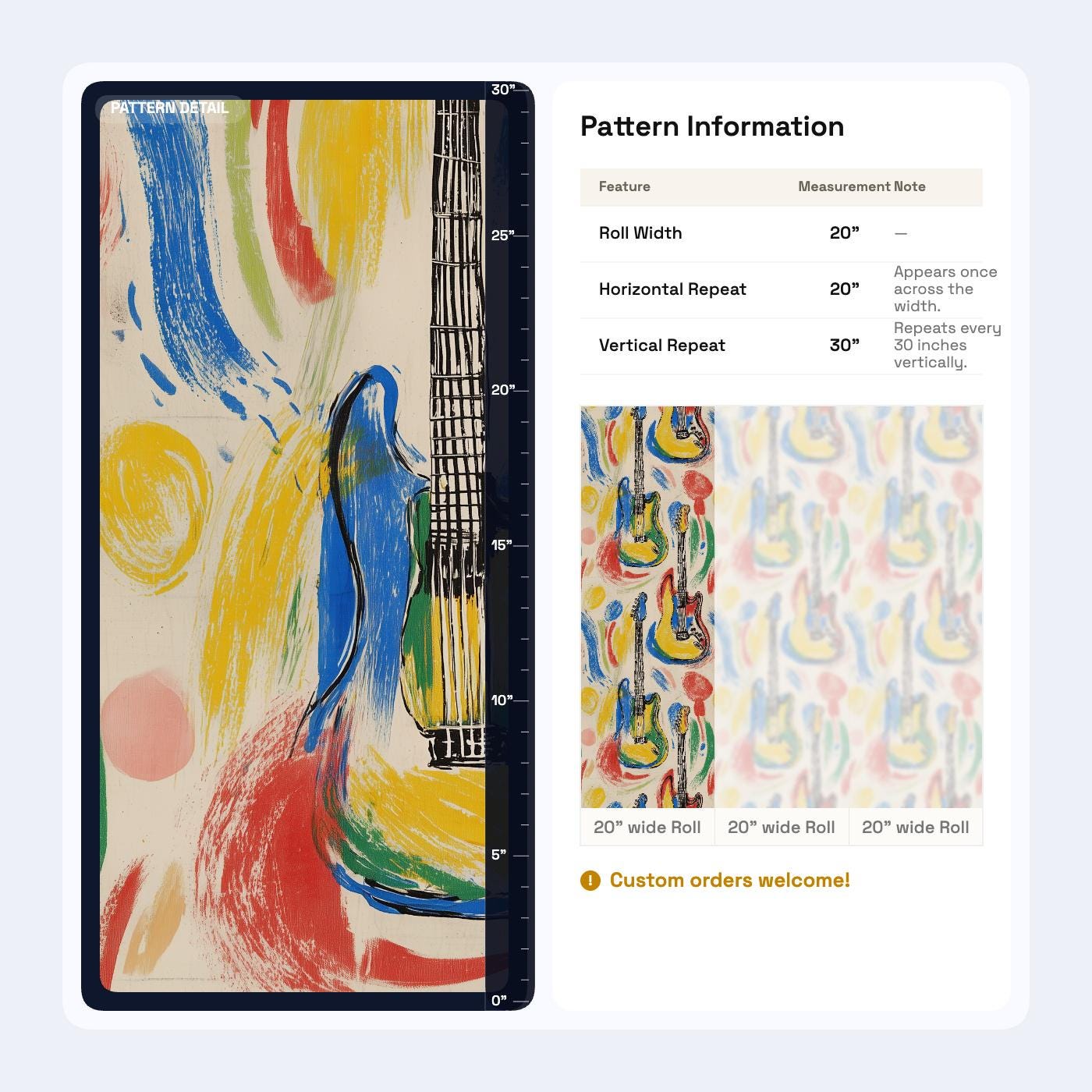 Pop Art Electric Guitar Wall Mural | Retro Music Wallpaper | Peel and Stick & Unpasted