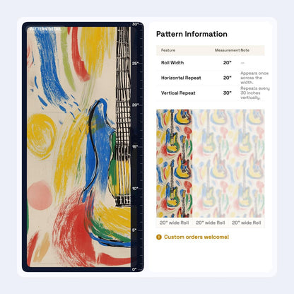 Pop Art Electric Guitar Wall Mural | Retro Music Wallpaper | Peel and Stick & Unpasted