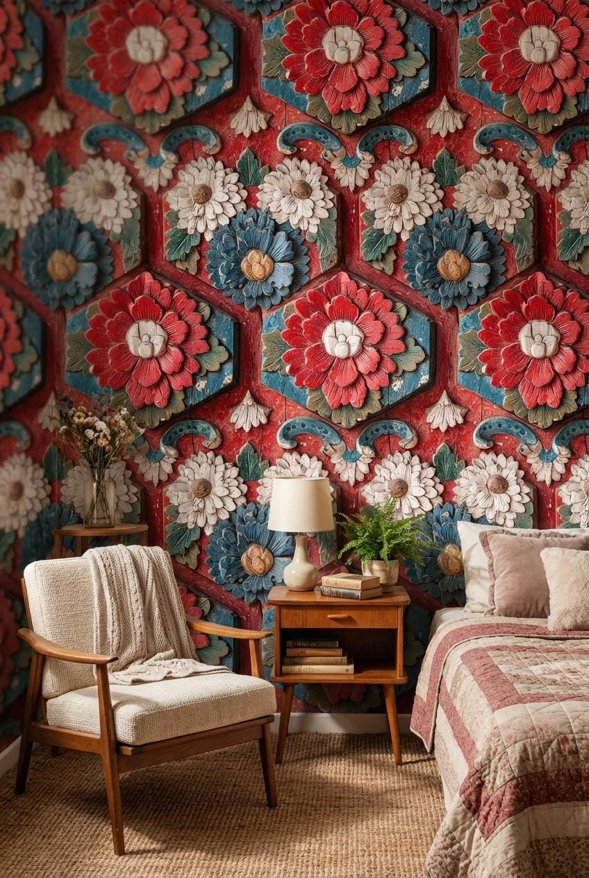 Floral Wallpaper Vintage Geometric Wall Mural