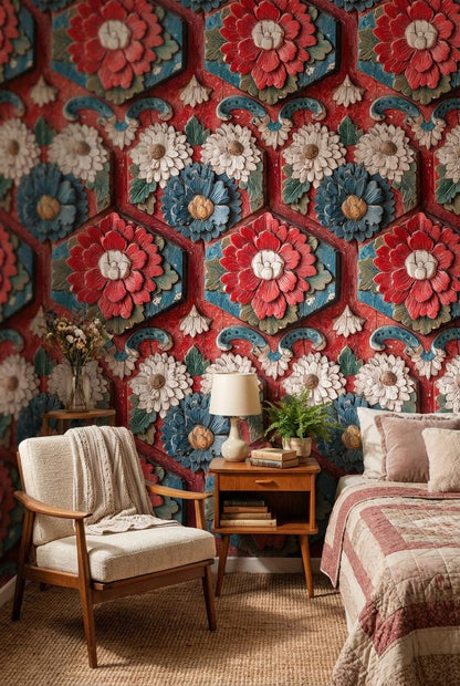Floral Wallpaper Vintage Geometric Wall Mural