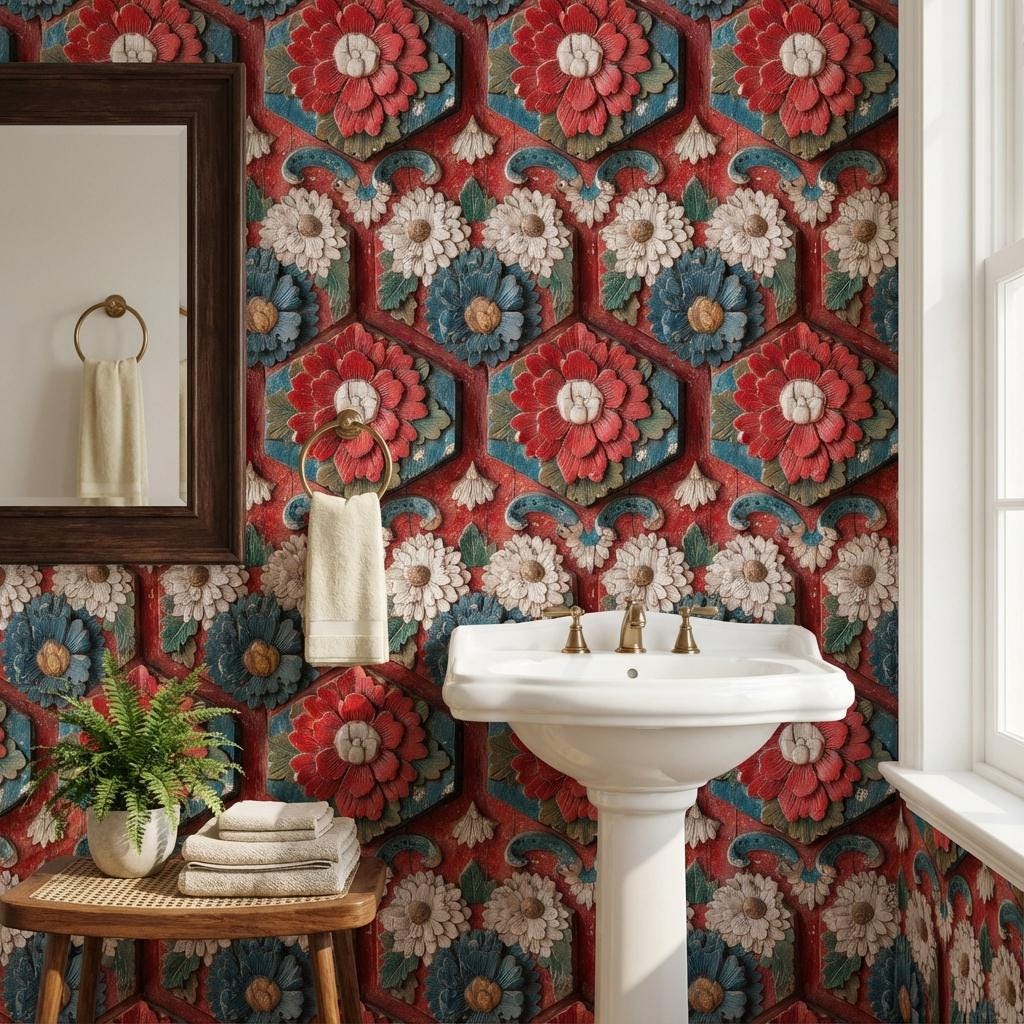 Floral Wallpaper Vintage Geometric Wall Mural
