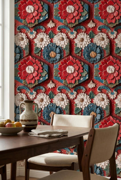 Floral Wallpaper Vintage Geometric Wall Mural