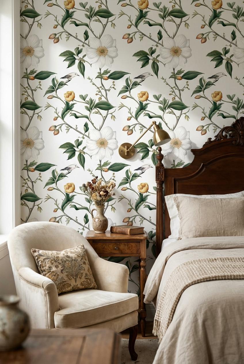 Nature Wallpaper Floral Vintage Wall Mural
