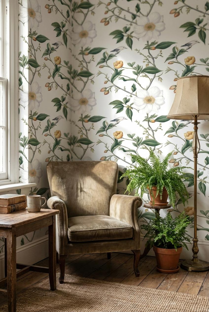 Nature Wallpaper Floral Vintage Wall Mural