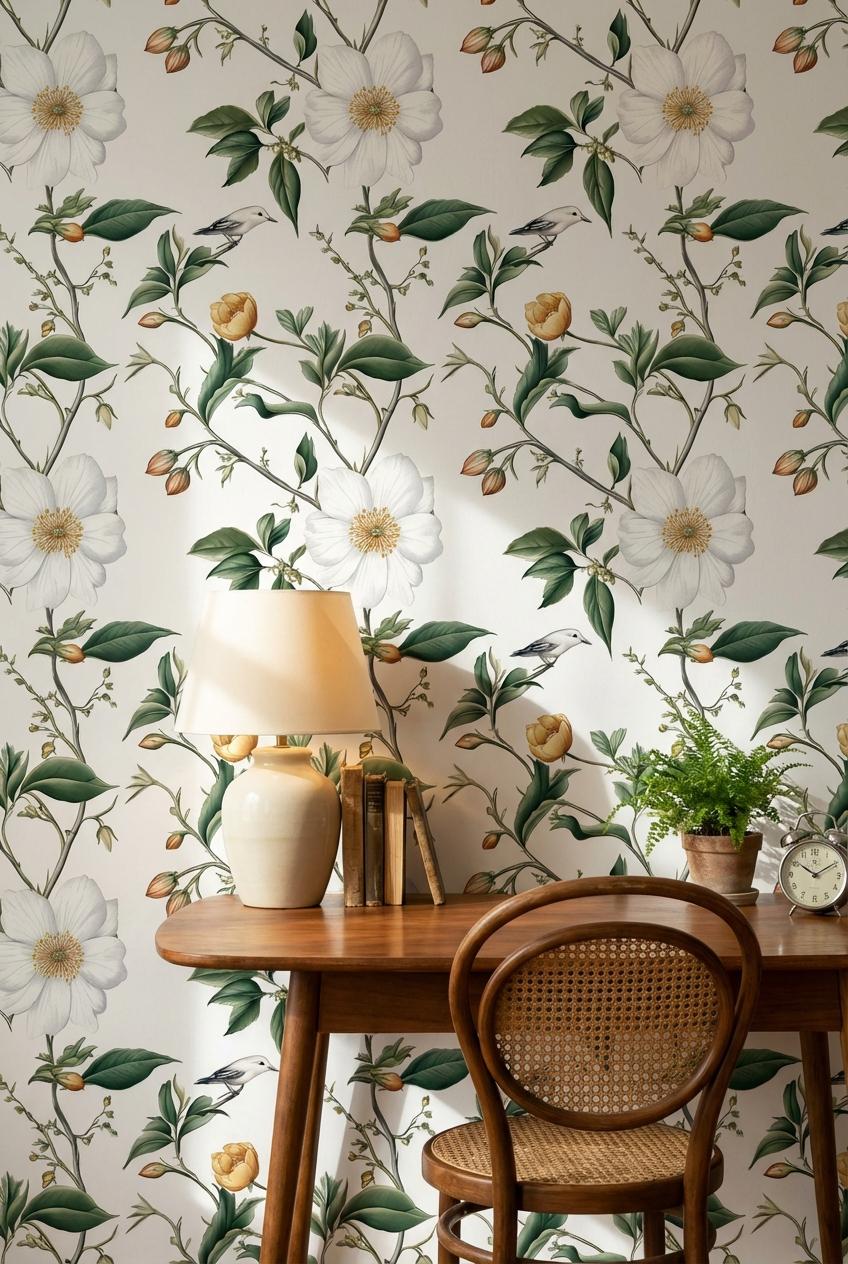 Nature Wallpaper Floral Vintage Wall Mural
