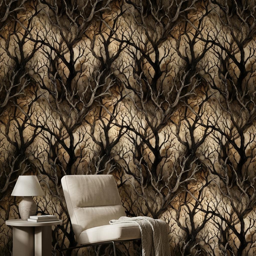 Dark Branches Wallpaper Contemporary Modern Wall Mural