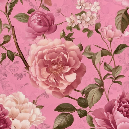Vintage Floral Wallpaper Pink Traditional Wall Mural