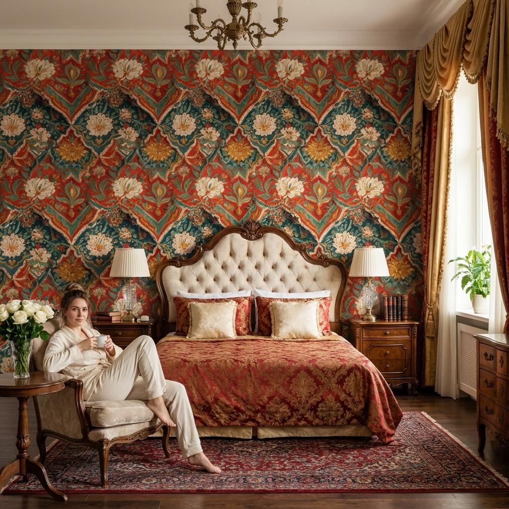Floral Damask Wallpaper Vintage Eclectic Wall Mural
